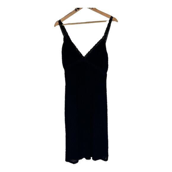 Vintage Bisou Bisou Ribbed lace Trim Bodycon Black Goth Dress Large - Picture 16 of 16